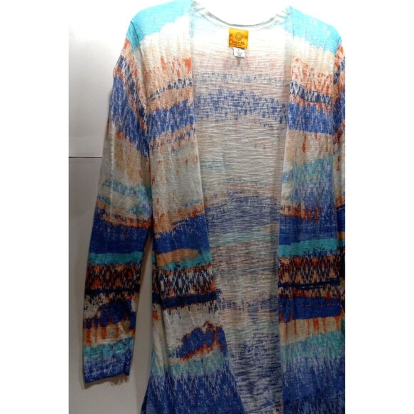 Ruby Road Open Front Long Kimono Cardigan Multicolor Southwestern Size Small - Picture 2 of 10